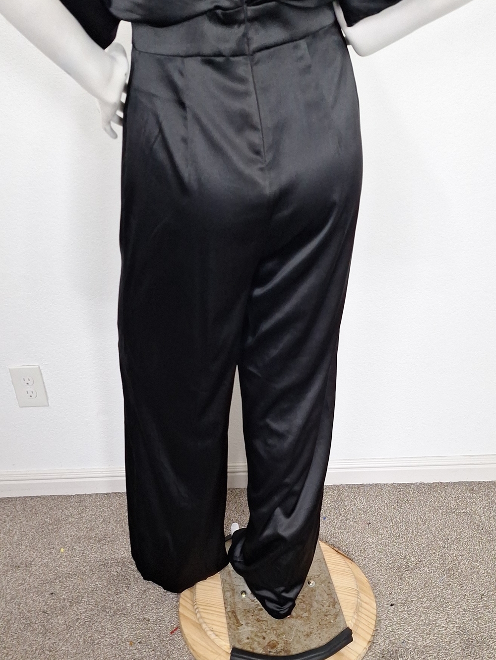 bebe Black Satin Wide-Leg Jumpsuit - Picture 8 of 13